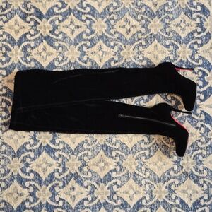 Velvet thigh high boots